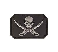 3D Skull with Swords Patch PVC With hook backing, black