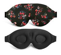 3D Sleep Mask, 100% Blackout 3D Contoured Sleep Eye Mask, Comfortable & Super Soft Sleeping Mask with Adjustable Straps for Women, Men, Sleeping Travel Yoga Naps (Floral)