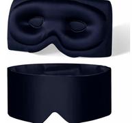 3D Sleep Mask 22 Momme Mulberry Silk Sleeping Eye Masks, Weighted Eye Cover for Lash Extensions, Night Light Blocking Blindfold, 100% Blackout Satin Covers Blindfolds for Men & Women