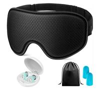 3D Sleep Mask and Earplugs Set for Travel & Deep Sleep | 100% Light Blocking Eye Mask, Memory Foam Comfort, & Reusable Noise Canceling Ear Plugs
