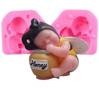 3D Sleeping Baby Bee Cake Fondant Molds Silicone Mold Soap Candle Moulds Sugar DIY Baking Tool