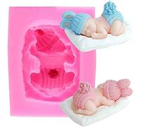3D Sleeping Baby Pillow Soap Mold Baby Shower Silicone Mold for Fondant, Cake Topper Decorating Baking Tool, Wax Crayon,Lotion Bar, Chocolate, Polymer Paper Fimo Clay