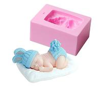 3D Sleeping Baby with a Pillow Soap Mold - MoldFun Baby Shower Silicone Mold for Fondant, Cake Topper Decorating, Lotion Bar, Chocolate, Wax