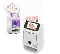 3D Smart Nail Art Printer - 10-Second Fast Print & 1200dpi HD, with UV Light & APP Control, Portable Custom Design for Home/Professional Salon(White)