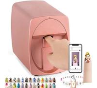 3D Smart Nail Printer, Mini Art Photo Printer Tools,Multifunction Portable Color Nail Art Printers Machine,Ai Nail Face Recognition, Support WiFi/DIY/USB, for Home Nail Salon,Pink,Gold