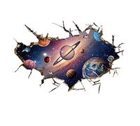 3D Smashed Broken Wall Sticker for Children Girls Boys Room Astronomy Stars Space - Galaxy