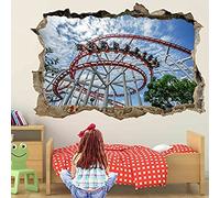 3D Smashed Decal Roller Coaster Ride 3D Wall Art Sticker Mural Poster Kids Room Home Decor Fm17 55x80cm