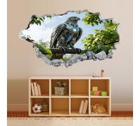 3D Smashed Wall Effect Mechanical Eagle Waterproof Wall Stickers Art Removable Vinyl Wall Decal for Kids Boys Girls Nursery Home Bedroom Wall Décor 43x75cm