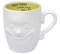 3D Smiling Face Mug with A Special Message - Fine Ceramic, Funny, Novelty Gift Mugs | for Tea, Coffee, Hot Chocolate, Hot & Cold Drinks | Gift for Someone Special (Super Happy to Have You As Dad)