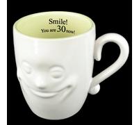 3D Smiling Face Mug with A Special Message - Fine Ceramic, Funny, Novelty Gift Mugs | for Tea, Coffee, Hot Chocolate, Hot & Cold Drinks | Gift for Someone Special (Smile! You are 30 Now)