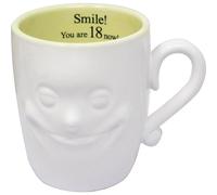 3D Smiling Face Mug with A Special Message - Fine Ceramic, Funny, Novelty Gift Mugs | for Tea, Coffee, Hot Chocolate, Hot & Cold Drinks | Gift for Someone Special (Smile! You are 18 Now)