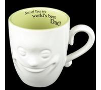 3D Smiling Face Mug with A Special Message - Fine Ceramic, Funny, Novelty Gift Mugs | for Tea, Coffee, Hot Chocolate, Hot & Cold Drinks | Gift for Someone Special (Smile! You are The Worlds Best Dad)