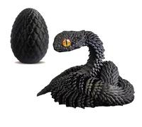 3d Snake, 3d Printed Snake, 3d Printed Snake With Egg Printed Animals Perfect for Desk Pet for Easter (Black)