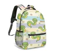 3D Snake Cartoon Backpack for Kids, 360° Full Print Colourful Animal School Bag with Butterfly and Flower, 40cm (02)