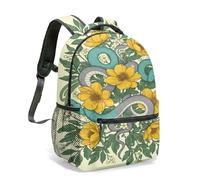 3D Snake Cartoon Backpack for Kids, 360° Full Print Colourful Animal School Bag with Butterfly and Flower, 40cm (04)