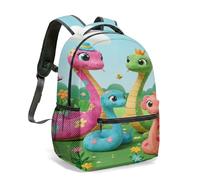 3D Snake Cartoon Backpack for Kids, 360° Full Print Colourful Animal School Bag with Butterfly and Flower, 40cm (01)