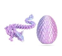 3D Snake Egg Articulating Gemstone Crystal Snake Figurine 3D Printed Dragons Articulated Dragon Toy in Egg, Beautiful Flexible Crystal Dragon Figurine, Home Office Decor Desk Toys（Fantasy Purple）