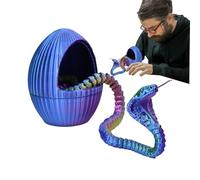 3D Snake Eggs | 3D Printed Snake Egg Decor | Flexible Gear Snake Figure in Egg | Cute Animal Eggs Ornament for Desk Display, Decor