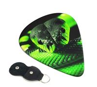 3D Snake Guitar Picks 6 Pack with Leather Guitar Pick Holder Keychain, Plectrum Key Fob Cases Bag, Abstract Art Plectrum for Acoustic Electric Guitar, Ukulele 0.96mm