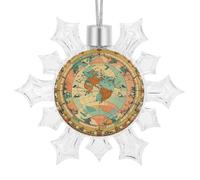 3D Snowflake Ancient Map World Globe Ornaments 2025 Shatterproof Christmas White Snow Flakes Decorating Hanging Ceiling Frozen Winter Wonderland Party Holiday Birthday New Year Home Decor