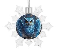 3D Snowflake Blue Owl Ornaments 2025 Shatterproof Christmas White Snow Flakes Decorating Hanging Ceiling Frozen Winter Wonderland Party Holiday Birthday New Year Home Decor