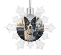 3D Snowflake Border Collie Dog Ornaments 2025 Shatterproof Christmas White Snow Flakes Decorating Hanging Ceiling Frozen Winter Wonderland Party Holiday Birthday New Year Home Decor