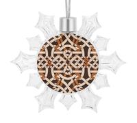 3D Snowflake Brown Geometric Pattern Ornaments 2025 Shatterproof Christmas White Snow Flakes Decorating Hanging Ceiling Frozen Winter Wonderland Party Holiday Birthday New Year Home Decor