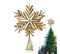 3D Snowflake Christmas Tree Topper, Gold Star Christmas Tree Topper, Metal Ornaments Display Holiday Decorations For Outdoor Home Fall Store Living Room
