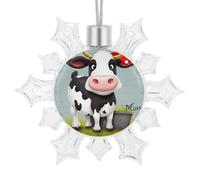 3D Snowflake Cute Cow Ornaments 2025 Shatterproof Christmas White Snow Flakes Decorating Hanging Ceiling Frozen Winter Wonderland Party Holiday Birthday New Year Home Decor