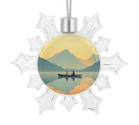 3D Snowflake Ornaments Shatterproof White Snow Flakes Christmas Decorations Boating on The Lake Hanging Ornament for Xmas Winter Wonderland Frozen New Year Holiday Birthday Party Supply