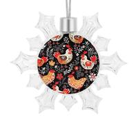 3D Snowflake Ornaments Shatterproof White Snow Flakes Christmas Decorations Cute Rooster Chickens Hanging Ornament for Xmas Winter Wonderland Frozen New Year Holiday Birthday Party Supply