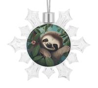 3D Snowflake Ornaments Shatterproof White Snow Flakes Christmas Decorations Cute Sloth Hanging Ornament for Xmas Winter Wonderland Frozen New Year Holiday Birthday Party Supply