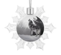 3D Snowflake Ornaments Shatterproof White Snow Flakes Christmas Decorations Howling Wolf Hanging Ornament for Xmas Winter Wonderland Frozen New Year Holiday Birthday Party Supply