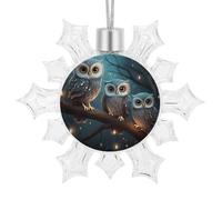 3D Snowflake Ornaments Shatterproof White Snow Flakes Christmas Decorations Owl on Tree Hanging Ornament for Xmas Winter Wonderland Frozen New Year Holiday Birthday Party Supply