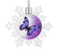 3D Snowflake Ornaments Shatterproof White Snow Flakes Christmas Decorations Purple Butterfly Hanging Ornament for Xmas Winter Wonderland Frozen New Year Holiday Birthday Party Supply