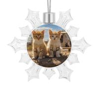 3D Snowflake Ornaments Shatterproof White Snow Flakes Christmas Decorations Two Little Cats Hanging Ornament for Xmas Winter Wonderland Frozen New Year Holiday Birthday Party Supply