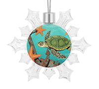 3D Snowflake Ornaments Shatterproof White Snow Flakes Christmas Decorations Vintage Ocean Turtle Starfish Hanging Ornament for Xmas Winter Wonderland Frozen New Year Holiday Birthday Party Supply