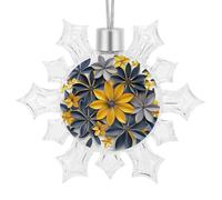 3D Snowflake Ornaments Shatterproof White Snow Flakes Christmas Decorations Yellow and Blue Flowers Hanging Ornament for Xmas Winter Wonderland Frozen New Year Holiday Birthday Party Supply
