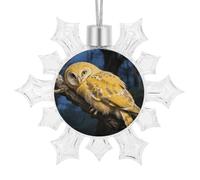 3D Snowflake Ornaments Shatterproof White Snow Flakes Christmas Decorations Yellow Snowy Owl Hanging Ornament for Xmas Winter Wonderland Frozen New Year Holiday Birthday Party Supply