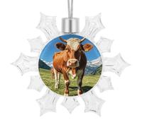 3D Snowflake Real Swiss Cow Brown Ornaments 2025 Shatterproof Christmas White Snow Flakes Decorating Hanging Ceiling Frozen Winter Wonderland Party Holiday Birthday New Year Home Decor
