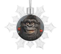 3D Snowflake Smiling Gorilla Ornaments 2025 Shatterproof Christmas White Snow Flakes Decorating Hanging Ceiling Frozen Winter Wonderland Party Holiday Birthday New Year Home Decor