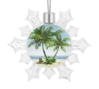 3D Snowflake Tropical Palm Tree Ornaments 2025 Shatterproof Christmas White Snow Flakes Decorating Hanging Ceiling Frozen Winter Wonderland Party Holiday Birthday New Year Home Decor