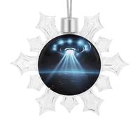 3D Snowflake UFO Spaceship Ornaments 2025 Shatterproof Christmas White Snow Flakes Decorating Hanging Ceiling Frozen Winter Wonderland Party Holiday Birthday New Year Home Decor
