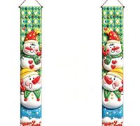 3D Snowman Reindeer Door Hanging 180x30cm Polyester Christmas for | Sturdy polyester fabric for indoor or outdoor use Merry 3D holiday characters Includes rope for easy placement