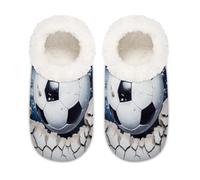 3D Soccer Ball House Slippers for Women Men, Sport Pattern Memory Foam House Shoes Comfy Anti-Slip Slipper Socks for Indoor Bedroom, Sizes 5-6