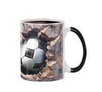 3D Soccer Mug - Color Changing Ceramic-Cup, Football Coffee Mug | Heat Sensitive Beverage Cup, Novelty Hot Chocolate-Mug Drinkware Fun Gift Idea with Football Fan Sports Theme Collectible