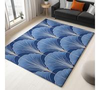 3D Soft Flannel Mat Rug Minimalism Fan-Shaped Background 180 x 240 cm Non Slip Area Rug, For Living Room Bedroom Kids Room, Blue Easy Clean Washable Carpet Mat