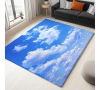 3D Soft Flannel Mat Rug Photography Blue Sky White Clouds 120 x 180 cm Non Slip Area Rug, For Living Room Bedroom Kids Room, Blue Easy Clean Washable Carpet Mat