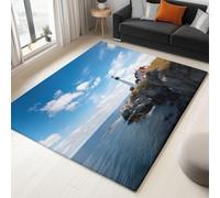 3D Soft Flannel Mat Rug Photography Blue Sky White Clouds Lighthouse 120 x 180 cm Non Slip Area Rug, For Living Room Bedroom Kids Room, Blue Easy Clean Washable Carpet Mat