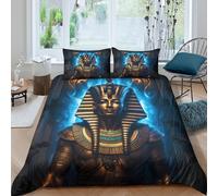 3D Soft Microfiber Ancient Egyptian King Comforter Cover All Season Bedding Sets with Matching Pillowcase Mythical Pharaoh Quilt Cover Easy Care Machine Washable for Boys Girls Kids Double（200x200cm）